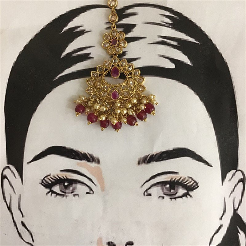 Ruby Maang Tikka - Dazzles Jewellery