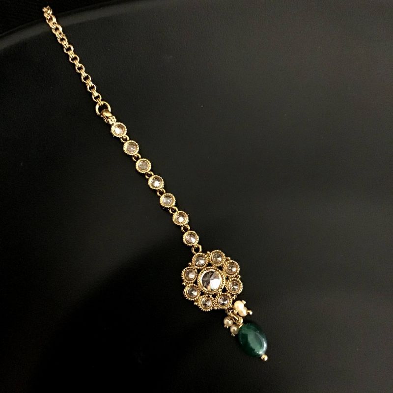 Green Maang Tikka 3073-7138 - Dazzles Jewellery