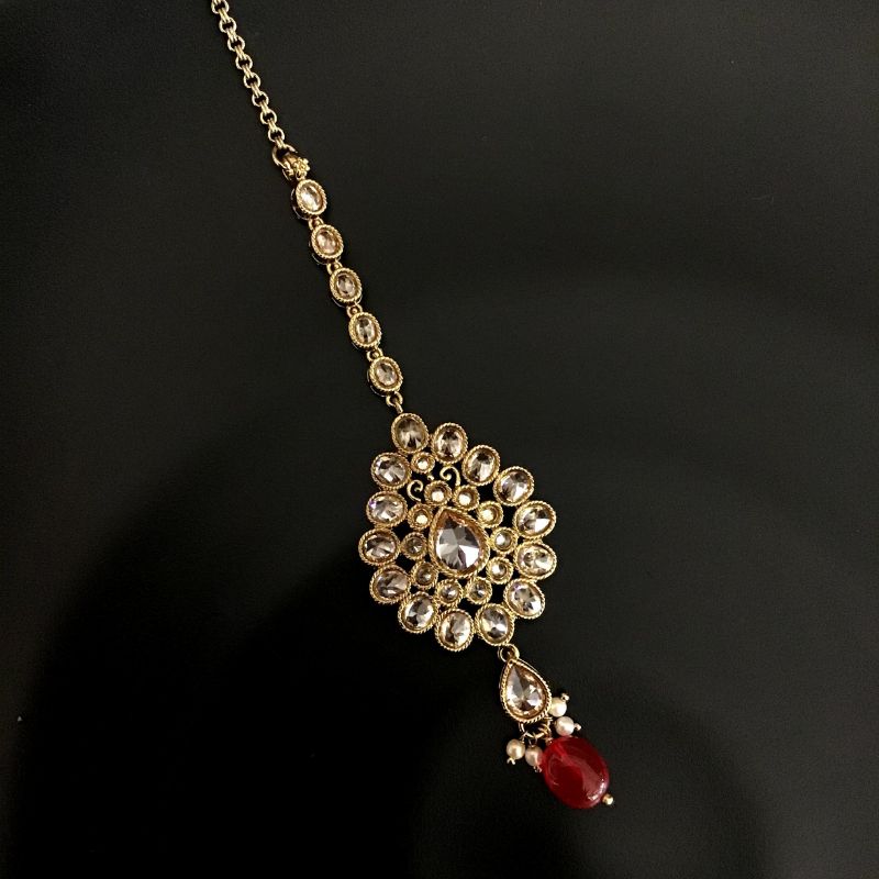 Ruby Maang Tikka 3094-7159 - Dazzles Jewellery