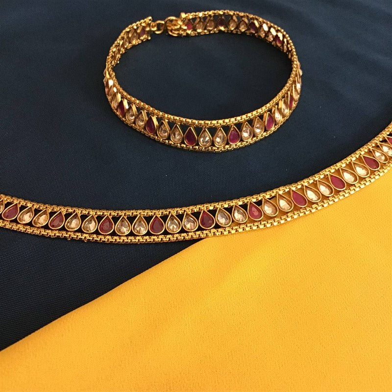 Gold Look Ruby Payal - Dazzles Jewellery
