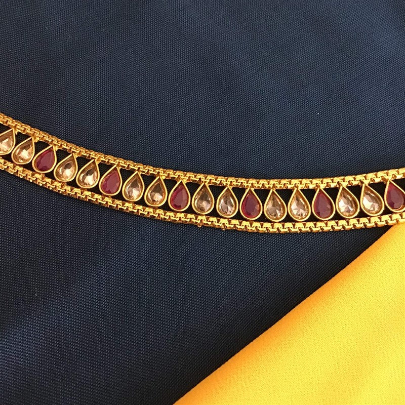 Gold Look Ruby Payal - Dazzles Jewellery