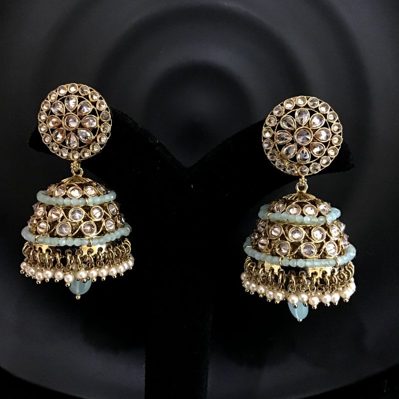 Firozi Antique Earrings - Dazzles Jewellery