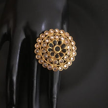 Polki Cocktail Adjustable Black Ring 3176-7241 - Dazzles Jewellery