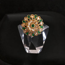 Polki Cocktail Adjustable Green Ring 3197-7262 - Dazzles Jewellery