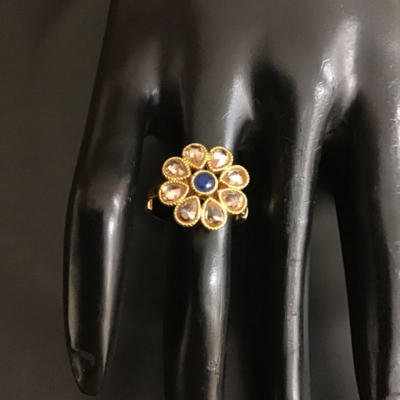 Blue Gold Finish Cocktail Adjustable Ring 3211-7276 - Dazzles Jewellery