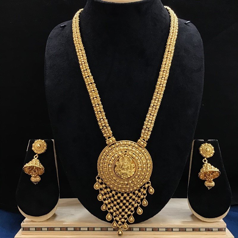 Gold Temple Pendant Set - Dazzles Jewellery