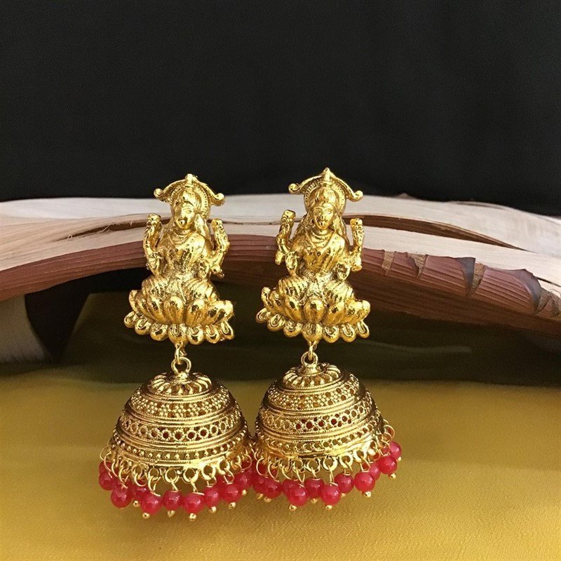 Red Temple Earring 3486-7551 - Dazzles Jewellery