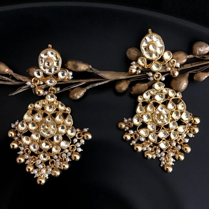 White Kundan Earring - Dazzles Jewellery