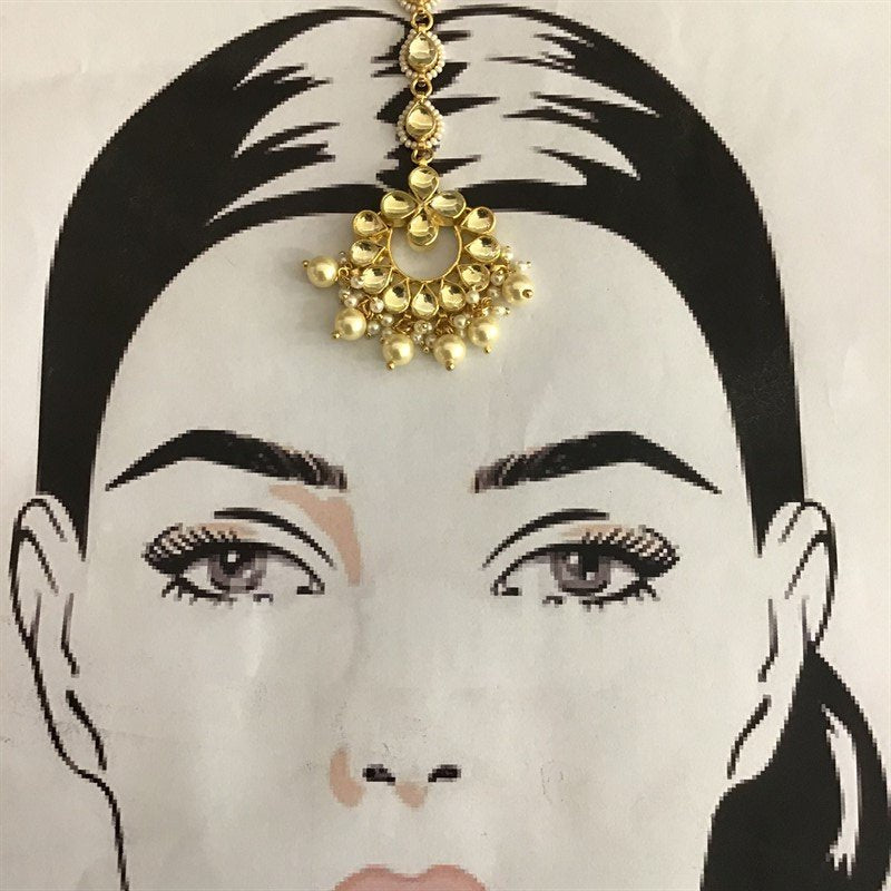 Gold Maang Tikka - Dazzles Jewellery