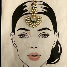 Kundan Polki Ruby Green Maang Tikka 3568-7633 - Dazzles Jewellery