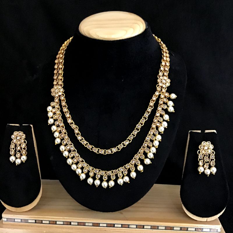 Gold Look Necklace Set 3757-36025 - Dazzles Jewellery
