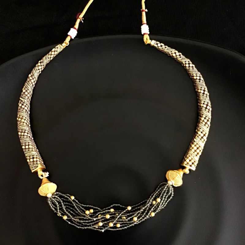 Meenakari Gray Pearl Necklace Set - Dazzles Jewellery