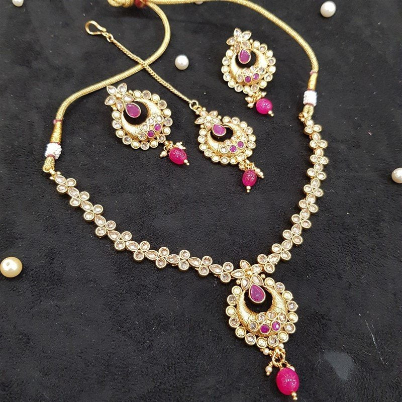 Ruby Gold Look Necklace Set - Dazzles Jewellery