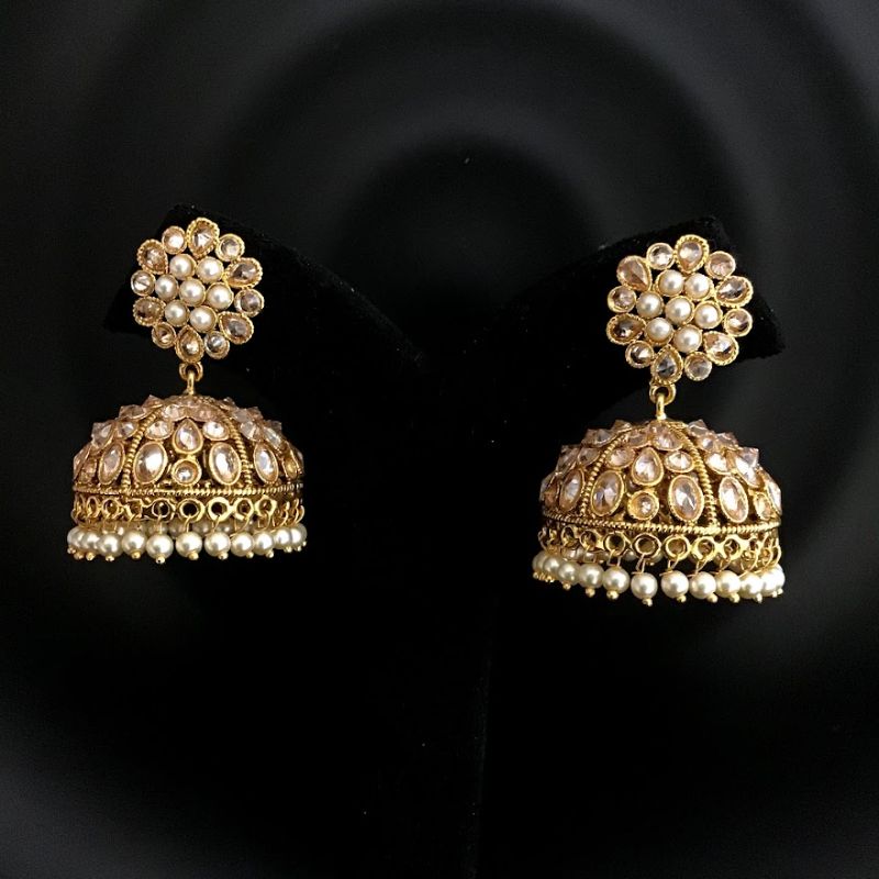 Pearl Jhumki in Gold Polish - Dazzles Jewellery