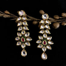 Beautiful Designer Kundan Dangelers With Ruby Green Stone