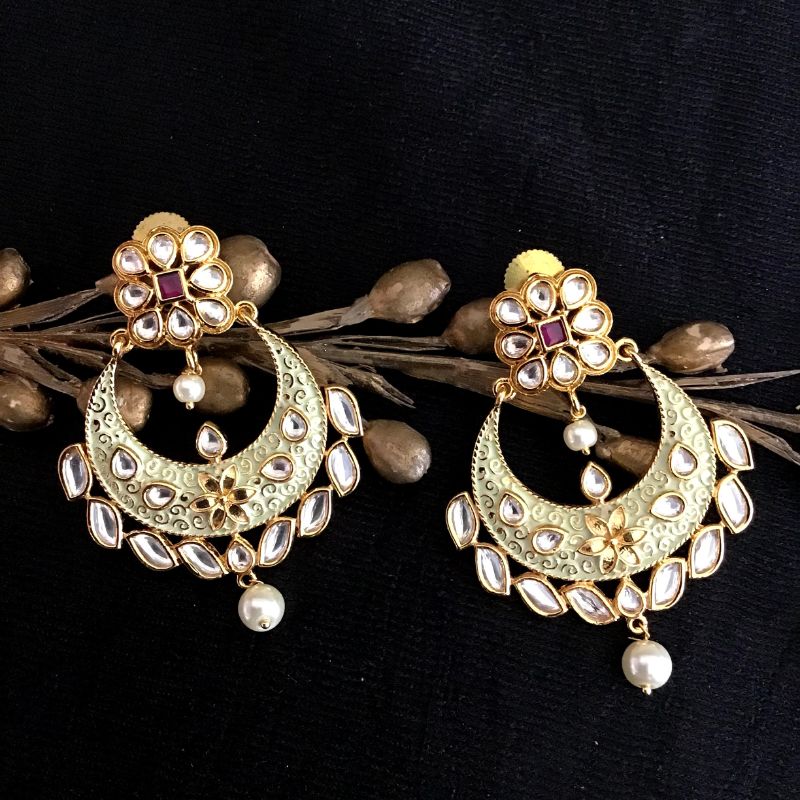 Mint Ruby Kundan Earring - Dazzles Jewellery