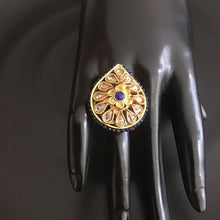 Blue Adjustable Cocktail Ring in Gold Finish 4427-8492 - Dazzles Jewellery