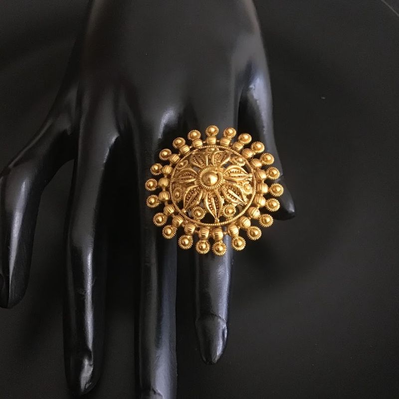Antique Gold Finish Adjustable Cocktail Ring 3590 7655 Dazzles