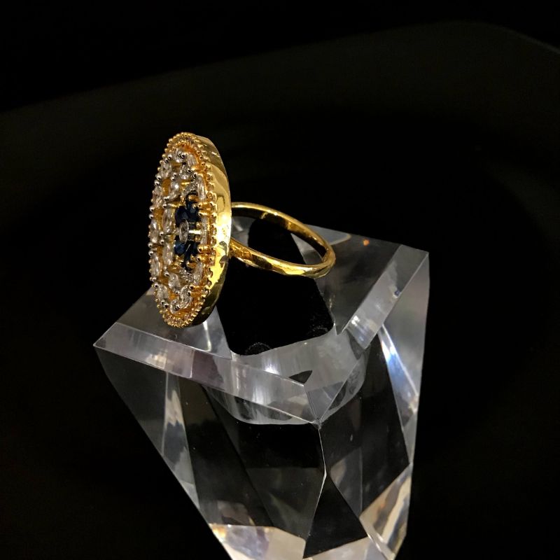 Zircon/AD Cocktail Adjustable Blue Ring 4571-8636 - Dazzles Jewellery