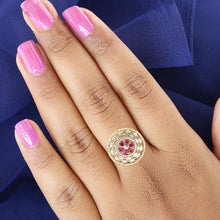 Zircon/AD Cocktail Adjustable Ruby Ring 4573-8638 - Dazzles Jewellery