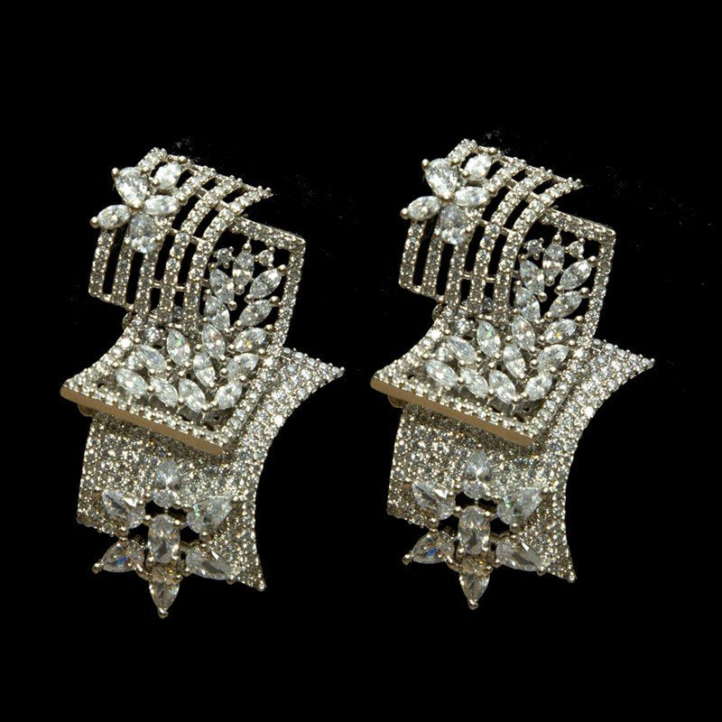 4616-8681 Silver Zircon/AD Earring - Dazzles Jewellery