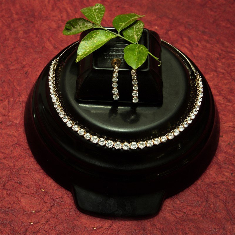 Rose Gold Zircon/AD Necklace Set 4659-8724 - Dazzles Jewellery