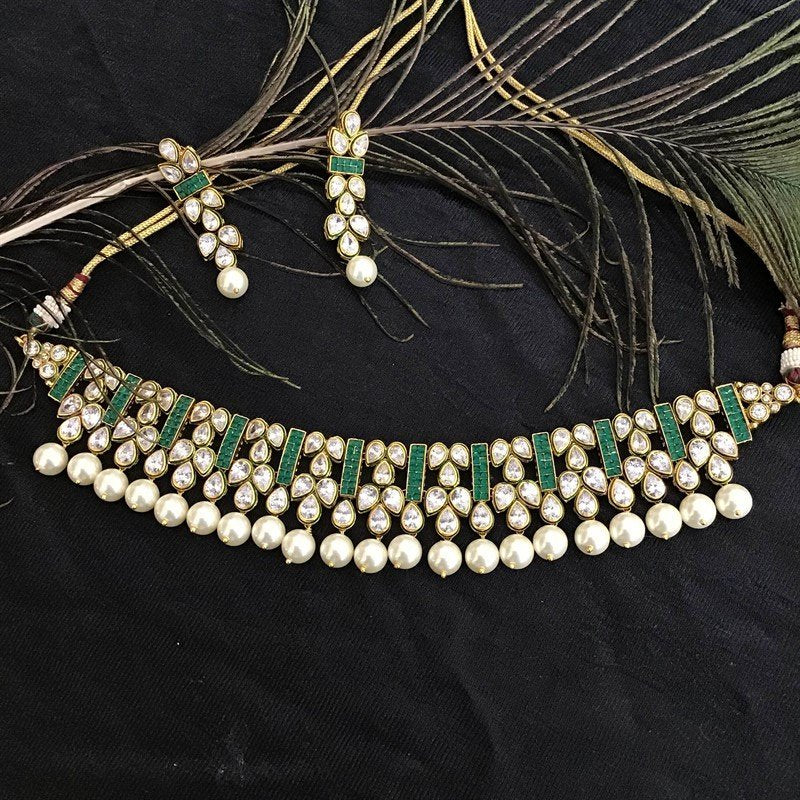 Green Polki Choker Set - Dazzles Jewellery