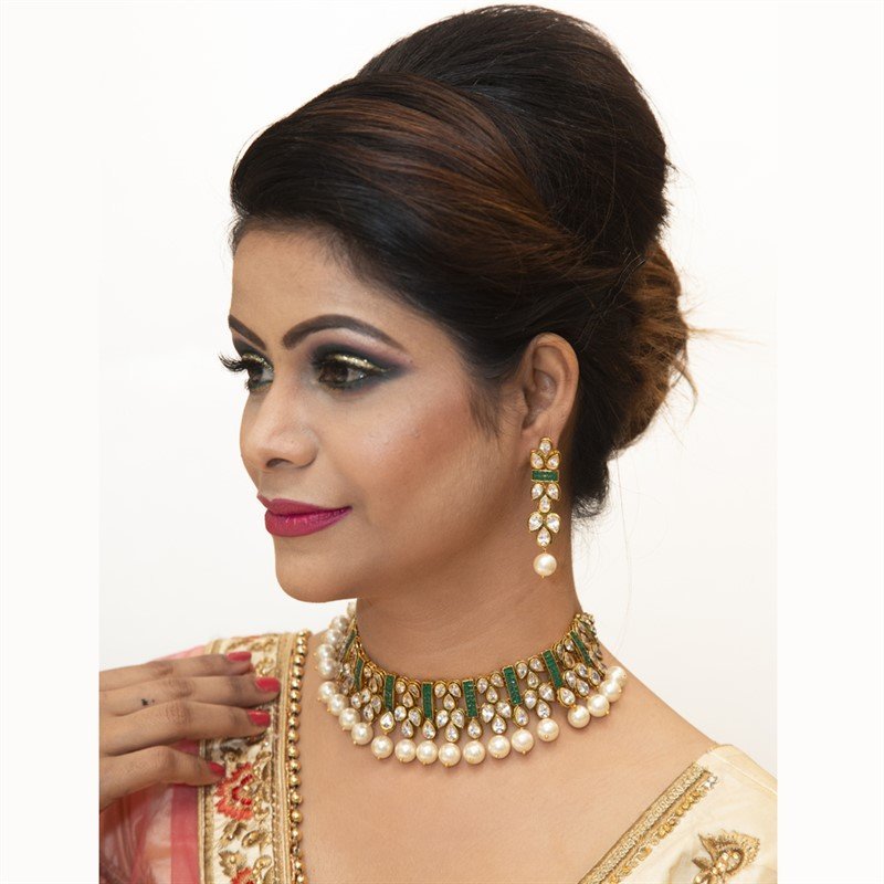 Green Polki Choker Set - Dazzles Jewellery