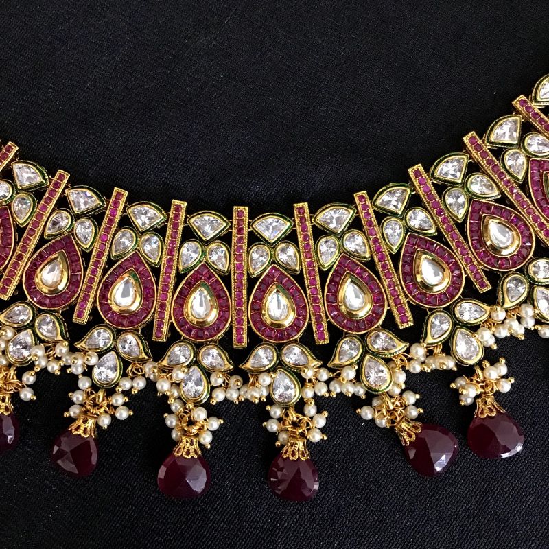 Ruby Polki Choker Set - Dazzles Jewellery