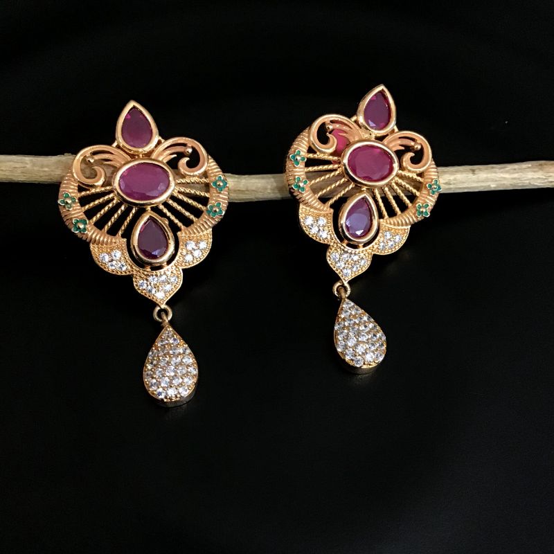 Ruby Zircon/AD Pendant Set 4908-8973 - Dazzles Jewellery