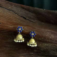 Blue Gold Look Earrings 5097-9162 - Dazzles Jewellery