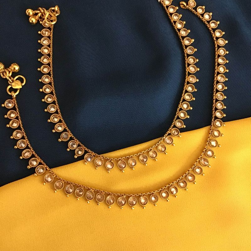 Champagne Payal/Anklets 5245-9310 - Dazzles Jewellery