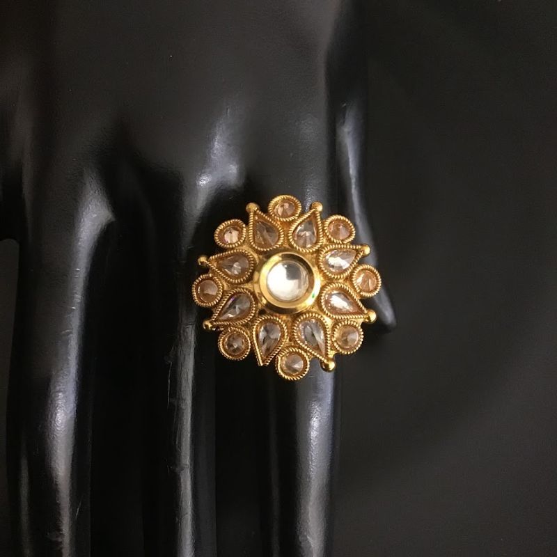 Polki Cocktail Adjustable Ring 5247-9312 - Dazzles Jewellery
