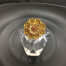 Ruby Color Antique Gold Finish Cocktail Ring 5255-9320 - Dazzles Jewellery