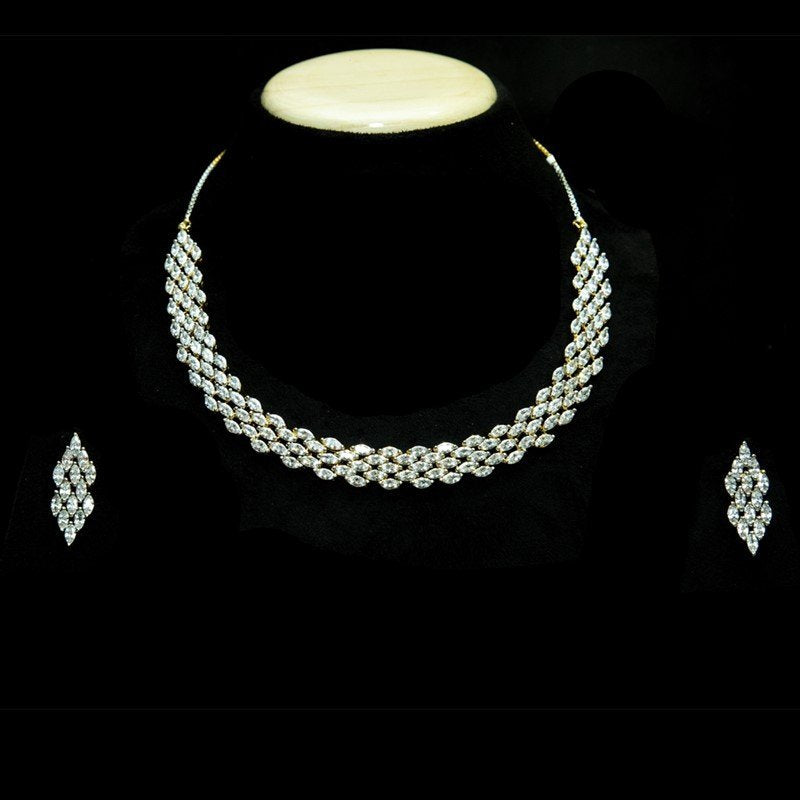 Gold Zircon/AD Necklace Set - Dazzles Jewellery