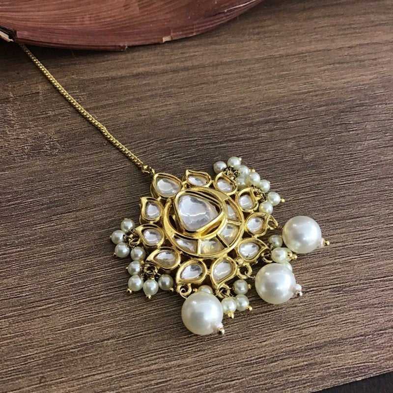 White Maang Tikka 5442-9507 - Dazzles Jewellery