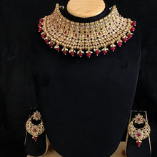 Ruby Gold Look Choker Set 5892-9957 - Dazzles Jewellery