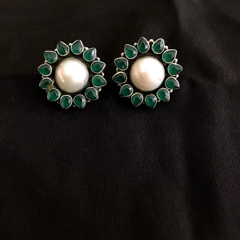 Green Silver Earring 5980 - Dazzles Jewellery