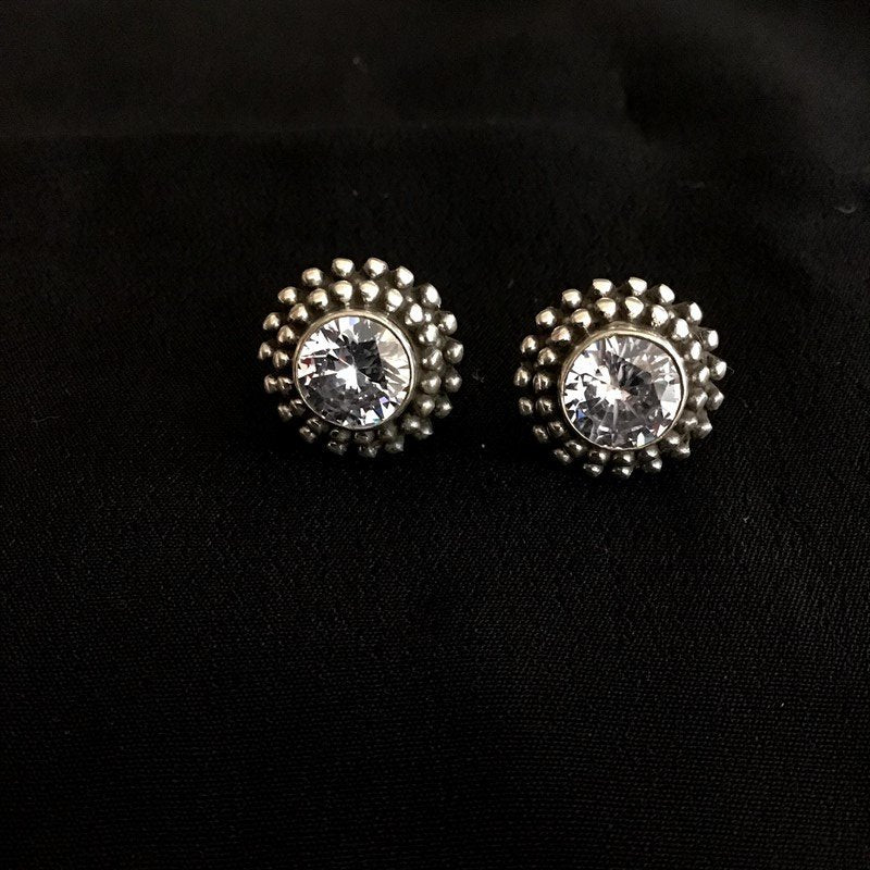 Pure Silver Oxidized Tops/Studs 5983 - Dazzles Jewellery