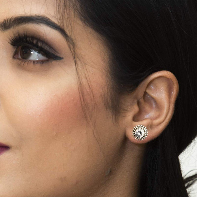 Pure Silver Oxidized Tops/Studs 5983 - Dazzles Jewellery
