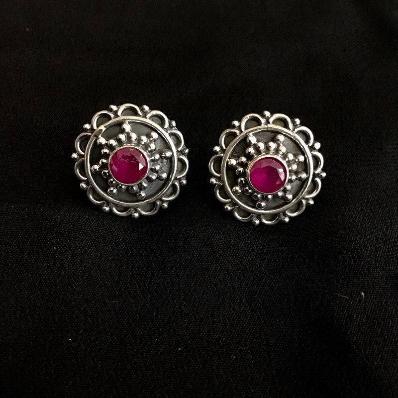 Ruby Silver Earring 5984 - Dazzles Jewellery