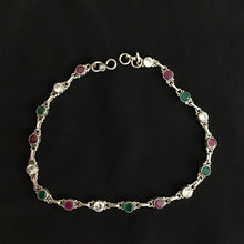 Ruby Green Silver Payal - Dazzles Jewellery