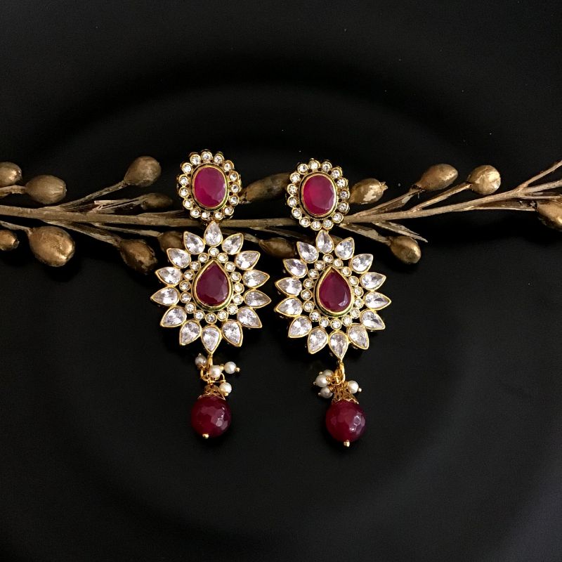 Ruby Polki Earring 6306-1225 - Dazzles Jewellery