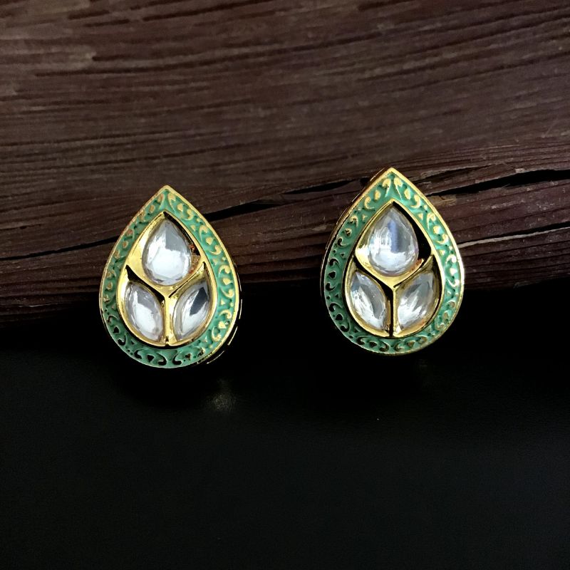 Mint Green Kundan Earring - Dazzles Jewellery