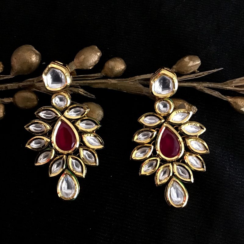 Ruby Kundan Earring - Dazzles Jewellery