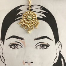 Kundan Maang Tikka With Mint Green Meenakari With Pearl 6478-1699 - Dazzles Jewellery