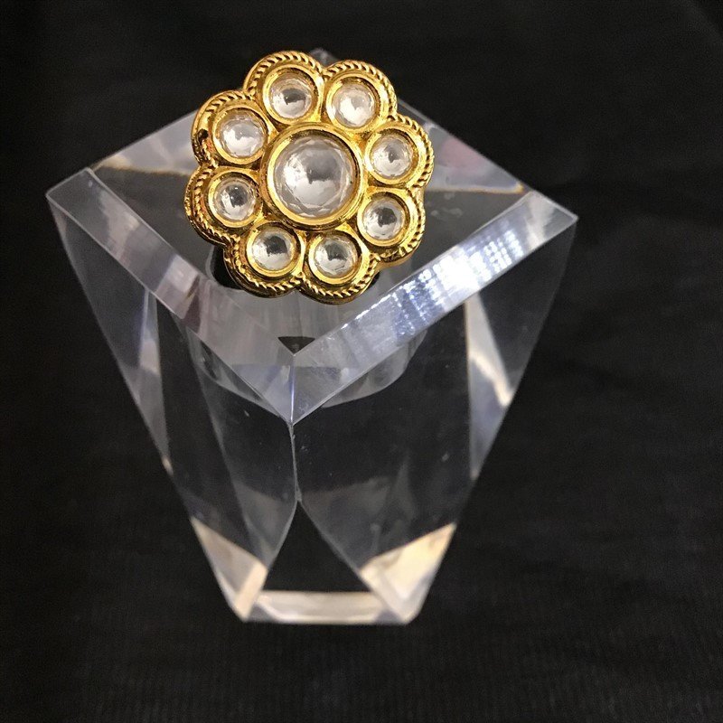 Kundan Adjustable White Ring 6492-1713 - Dazzles Jewellery