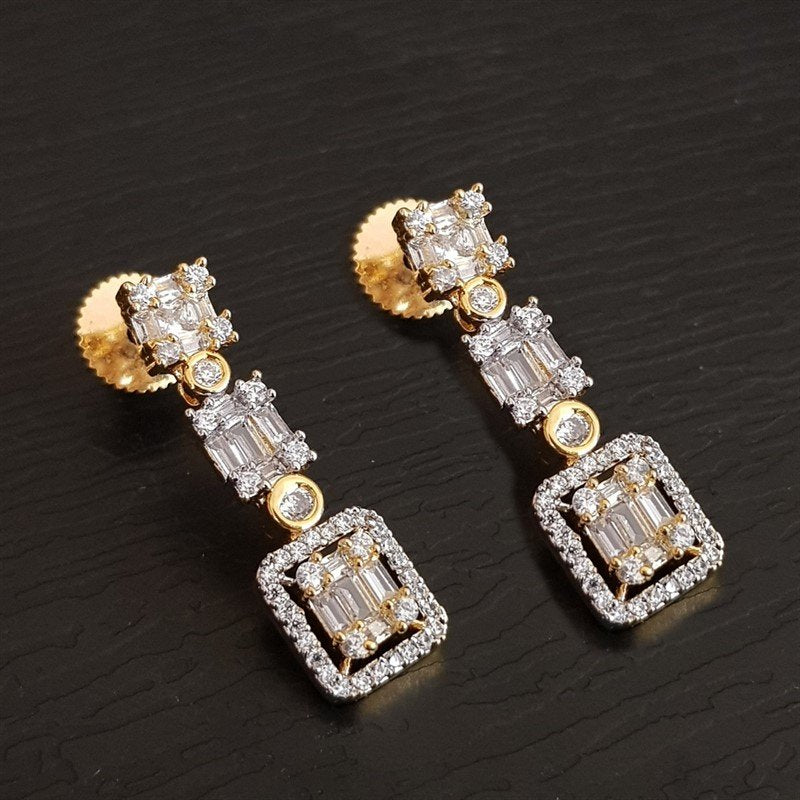 Gold Zircon/AD Earring 6518-1739 - Dazzles Jewellery