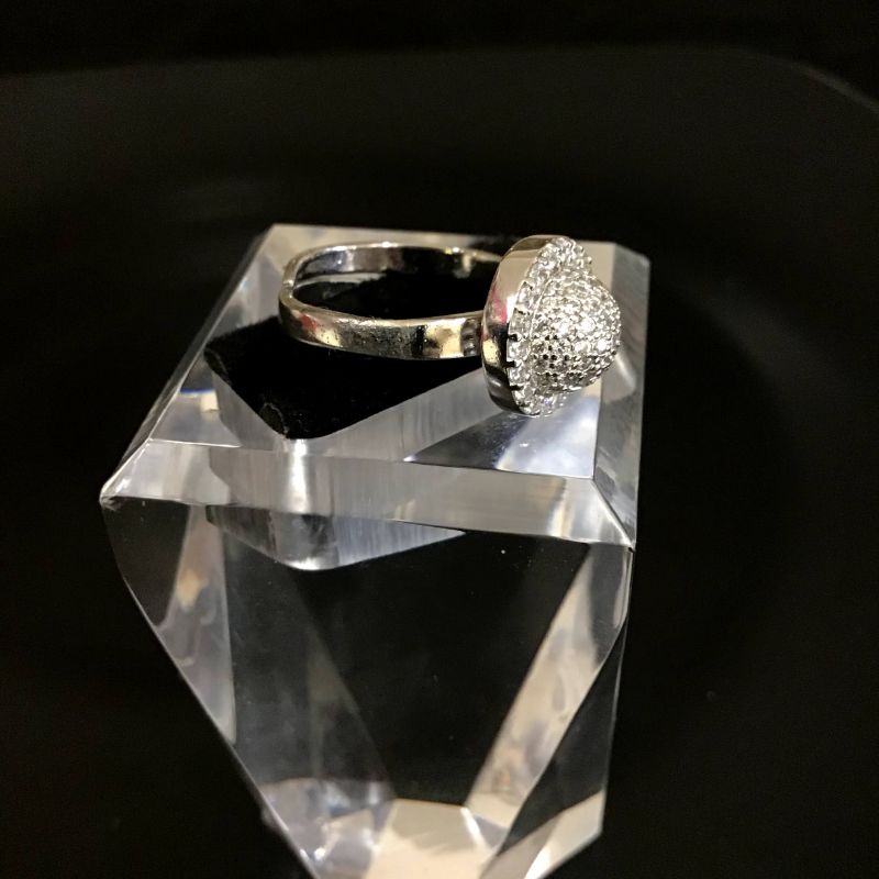 Zircon/AD Adjustable Silver Ring 6759-1225 - Dazzles Jewellery