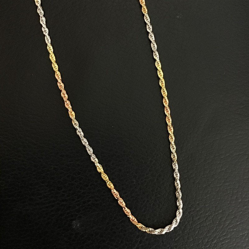 Three Tone Pure Silver Chain 7027-1281 - Dazzles Jewellery